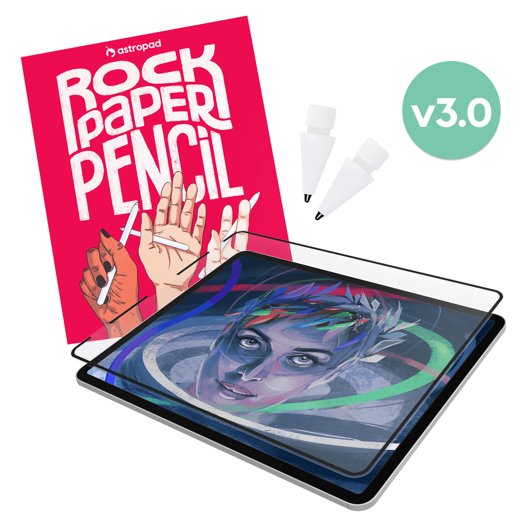 Astropad Rock Paper Pencil v3.0 — iPad Paper Screen Protector + Apple Pencil Tips